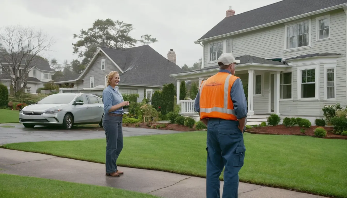 Friendly provider speaking with a homeowner near a septic tank access in Rockville